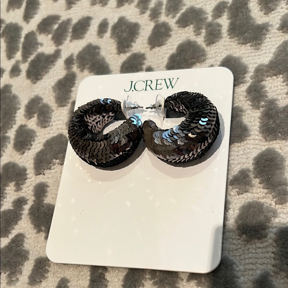 J. Crew Black Sequin Stud Earrings